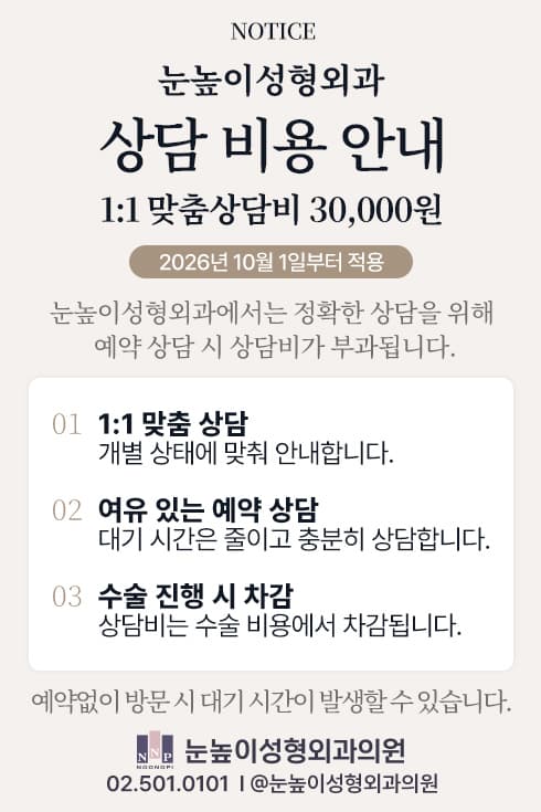 눈높이성형외과 상담비 안내